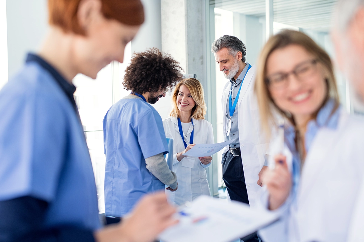 group of doctors having a conversation